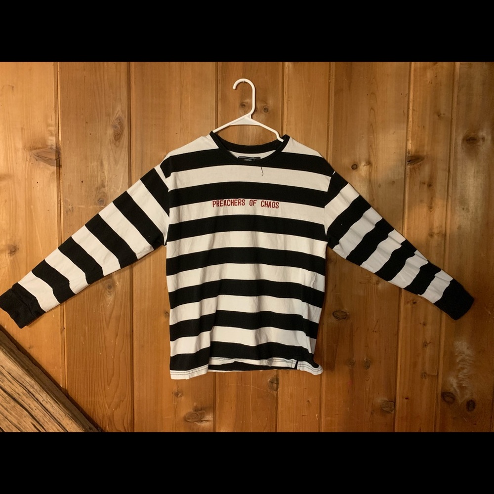 Preacher of Chaos black and white Striped Long Sleeve T-shirt